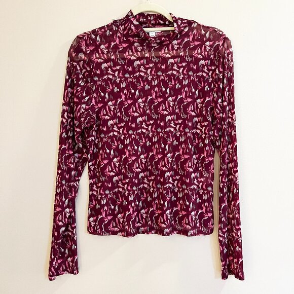 Bar III Sheer Mock Neck Long Sleeve Top - Picture 1 of 5